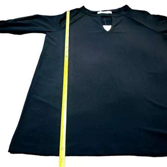 NWT MICHAEL KORS Top, Black Polyester Long Sleeve Solid Casual Keyhole, S - Picture 9 of 12